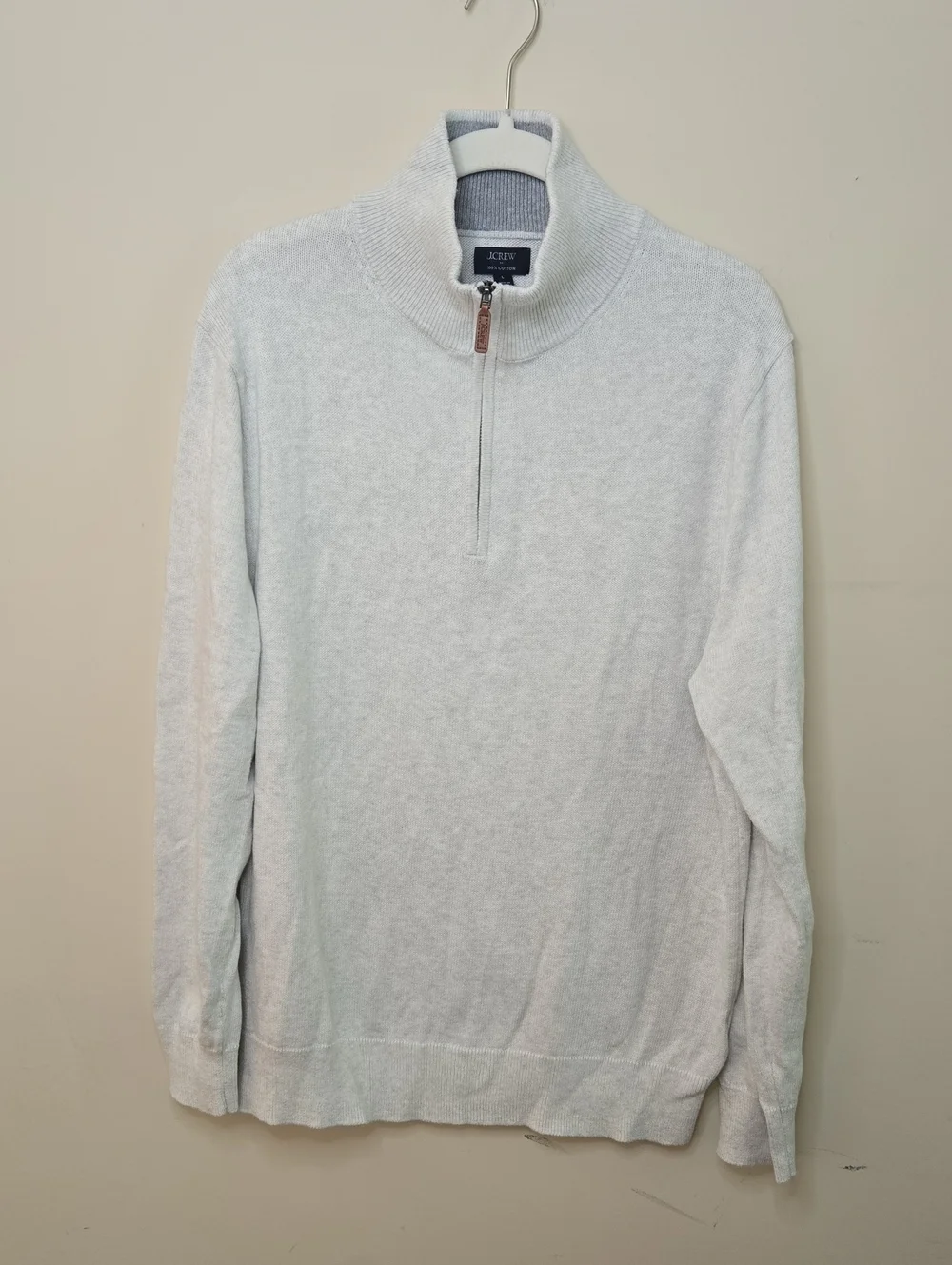 J.Crew Heather Gray Quarter Zip Pullover Large Men Classic Preppy Quiet Luxury